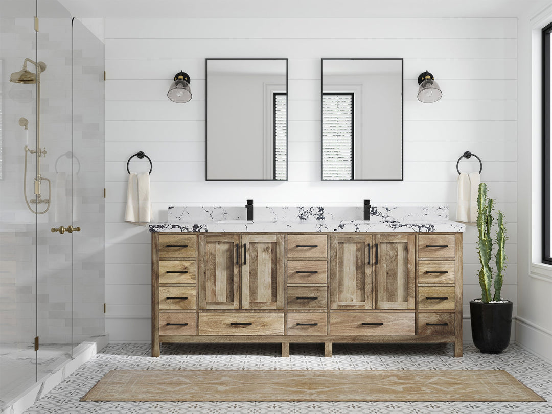 Malibu Mango Wood 84 in. W x 22 in. D Double Sink Bathroom Vanity - Willow Bath and Vanity
