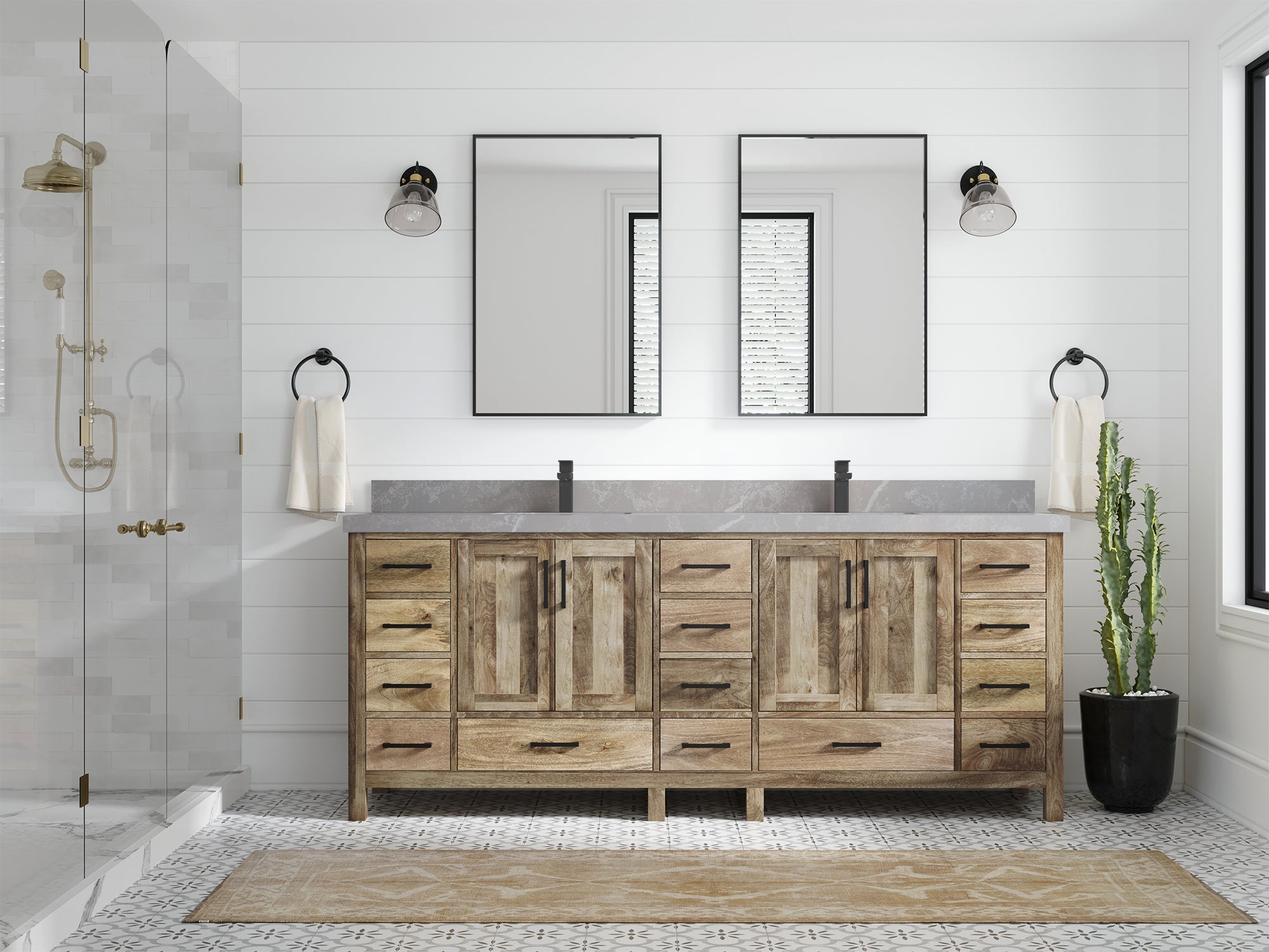 Malibu Mango Wood 84 in. W x 22 in. D Double Sink Bathroom Vanity - Willow Bath and Vanity