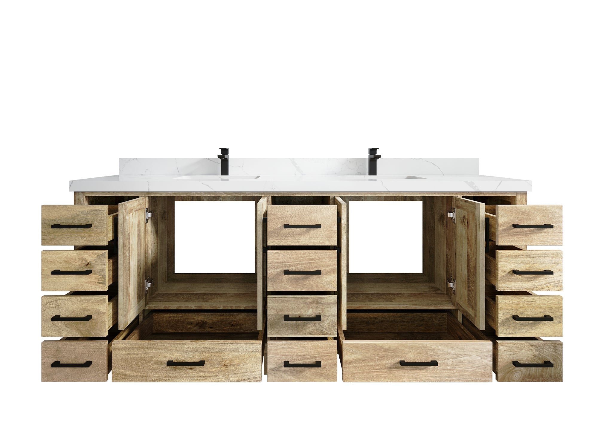 Malibu Mango Wood 84 in. W x 22 in. D Double Sink Bathroom Vanity - Willow Bath and Vanity