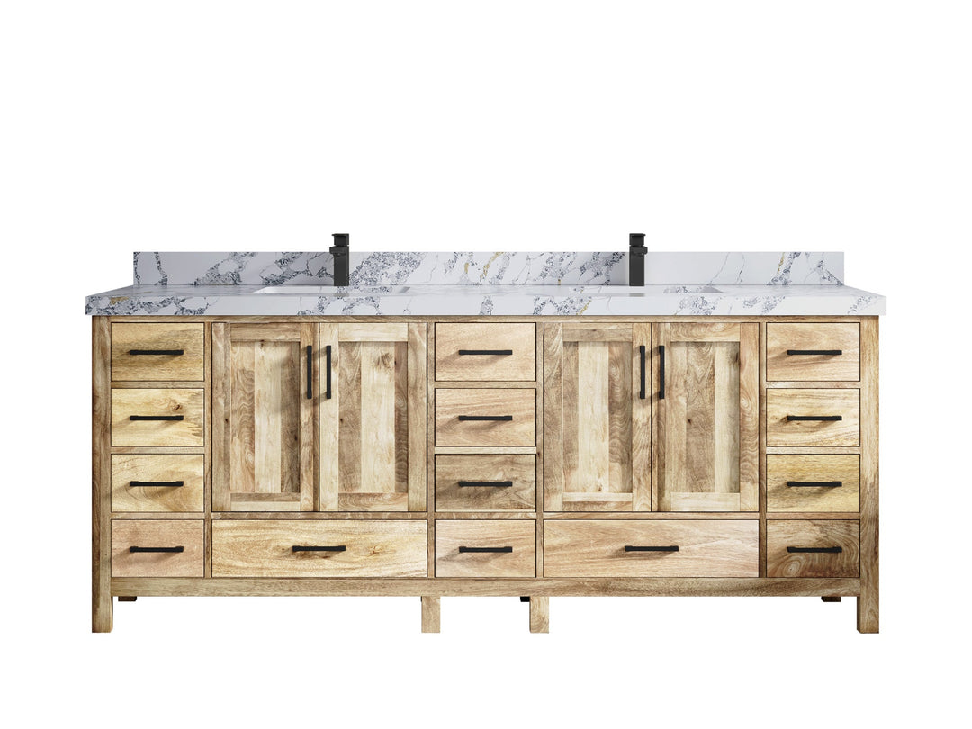 Malibu Mango Wood 84 in. W x 22 in. D Double Sink Bathroom Vanity - Willow Bath and Vanity