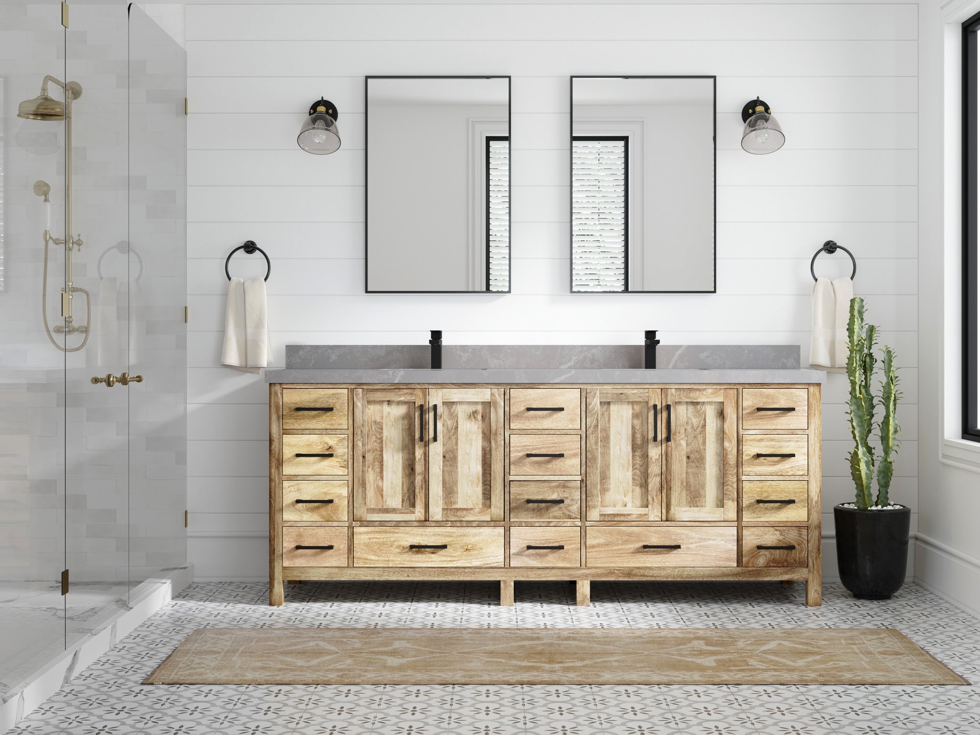 Malibu Mango Wood 84 in. W x 22 in. D Double Sink Bathroom Vanity - Willow Bath and Vanity
