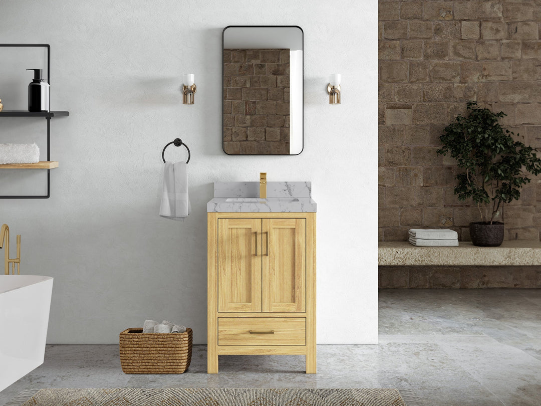 Malibu Teak Wood 24 in. W x 22 in. D Single Sink Bathroom Vanity - Willow Bath and Vanity