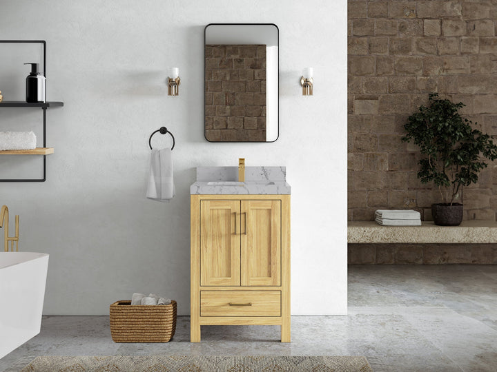 Malibu Teak Wood 24 in. W x 22 in. D Single Sink Bathroom Vanity - photo 47