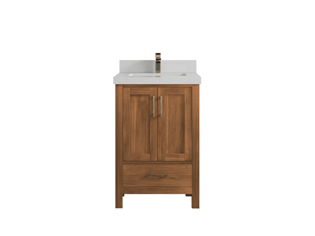 Malibu Teak Wood 24 in. W x 22 in. D Single Sink Bathroom Vanity - Willow Bath and Vanity