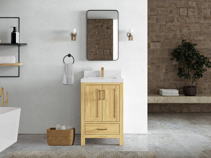 Malibu Teak Wood 24 in. W x 22 in. D Single Sink Bathroom Vanity - photo 23
