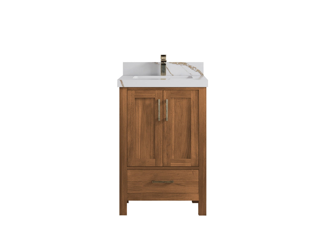 Malibu Teak Wood 24 in. W x 22 in. D Single Sink Bathroom Vanity - Willow Bath and Vanity