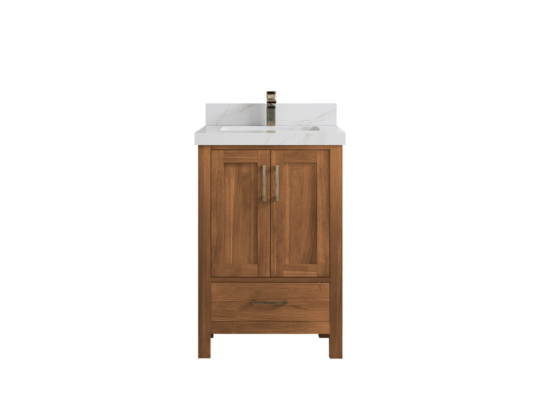 Malibu Teak Wood 24 in. W x 22 in. D Single Sink Bathroom Vanity - Willow Bath and Vanity
