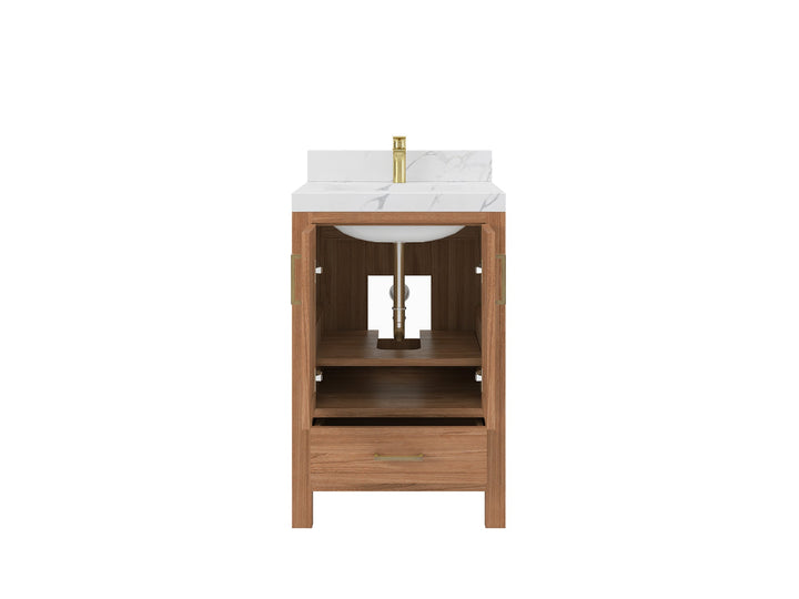 Malibu Teak Wood 24 in. W x 22 in. D Single Sink Bathroom Vanity - photo 5