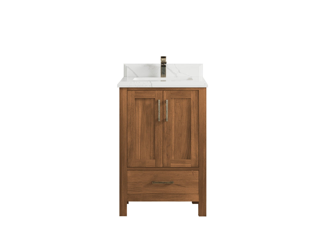 Malibu Teak Wood 24 in. W x 22 in. D Single Sink Bathroom Vanity - Willow Bath and Vanity