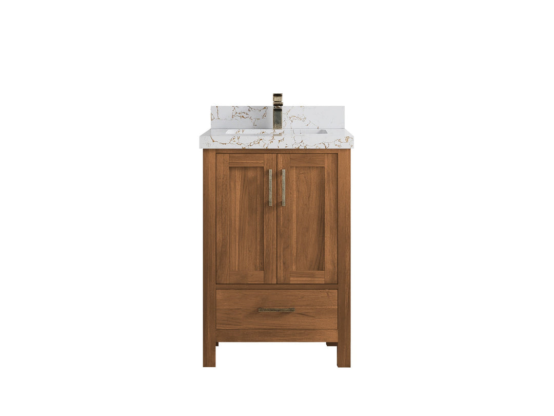 Malibu Teak Wood 24 in. W x 22 in. D Single Sink Bathroom Vanity - Willow Bath and Vanity