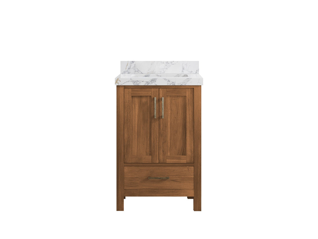 Malibu Teak Wood 24 in. W x 22 in. D Single Sink Bathroom Vanity - Willow Bath and Vanity