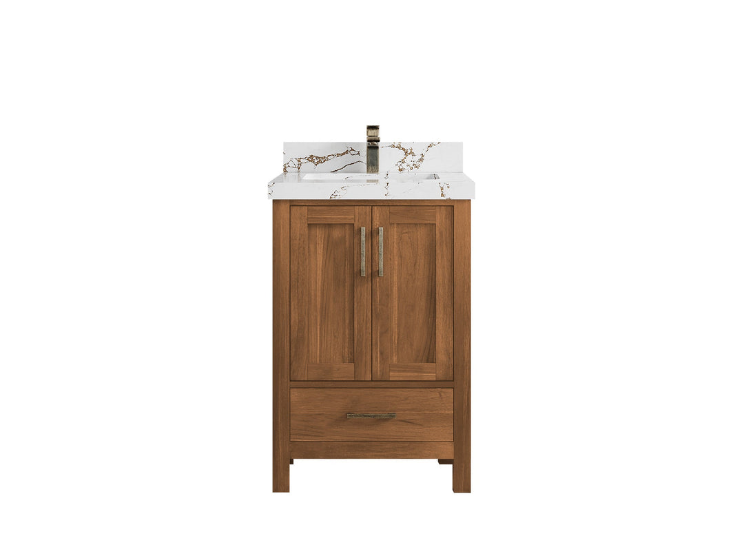 Malibu Teak Wood 24 in. W x 22 in. D Single Sink Bathroom Vanity - Willow Bath and Vanity