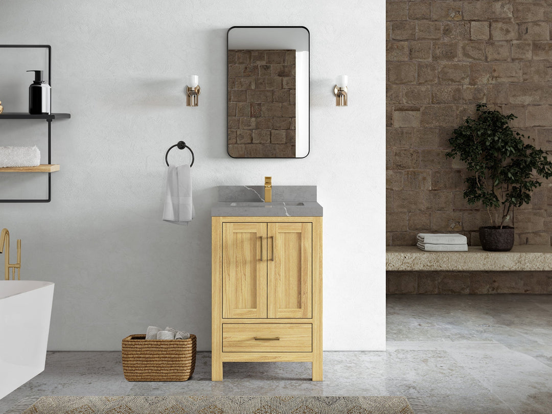 Malibu Teak Wood 24 in. W x 22 in. D Single Sink Bathroom Vanity - Willow Bath and Vanity