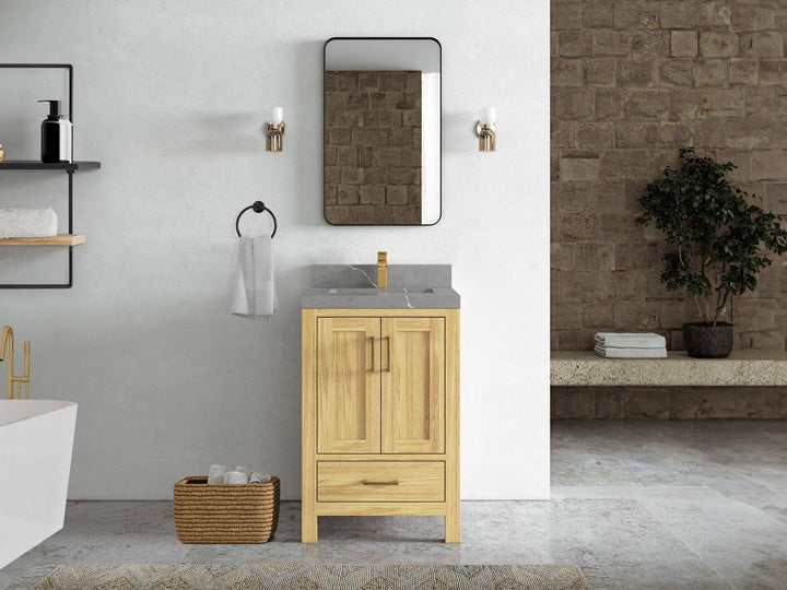 Malibu Teak Wood 24 in. W x 22 in. D Single Sink Bathroom Vanity - photo 39