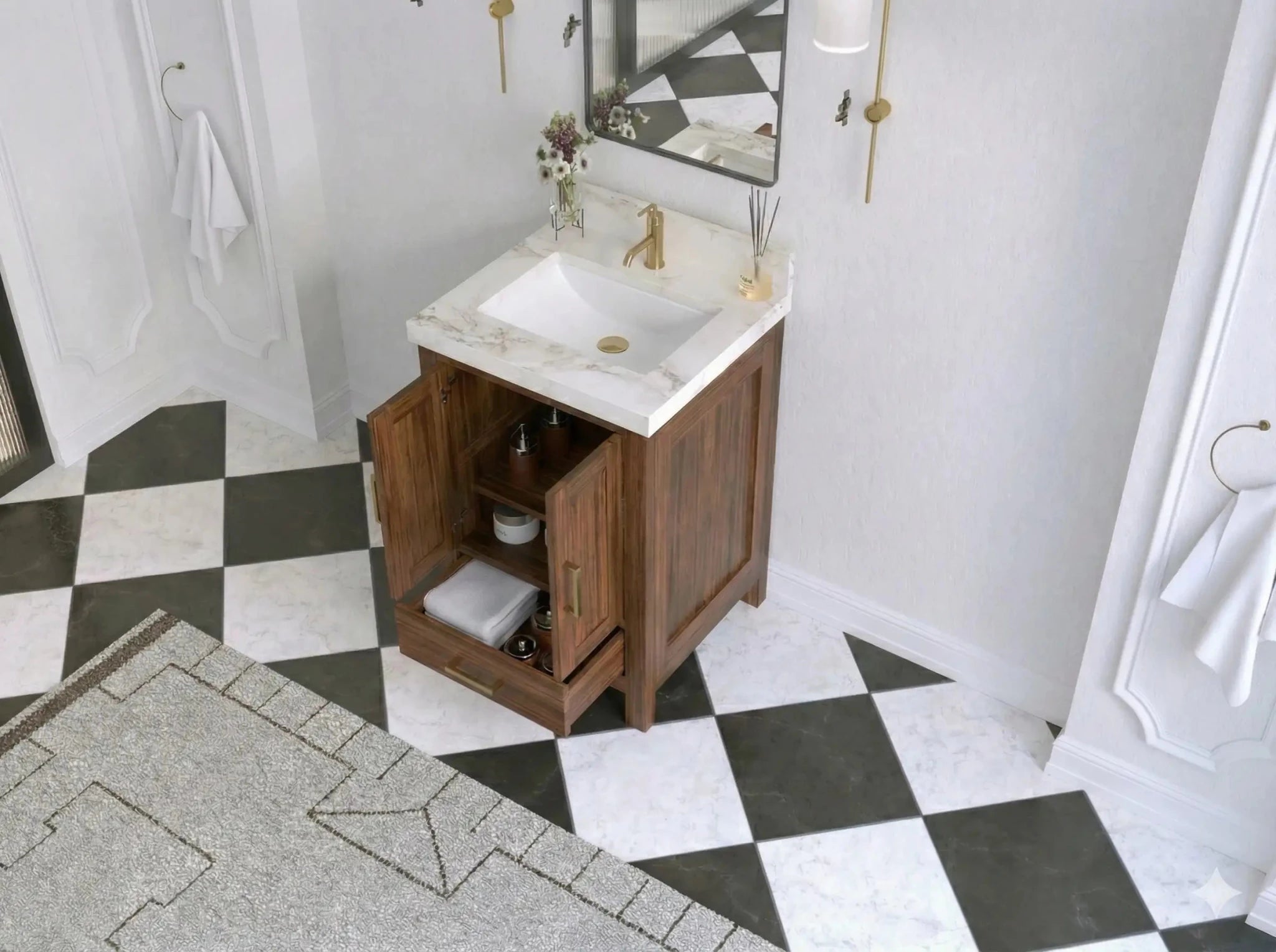 Malibu Teak Wood 24 in. W x 22 in. D Single Sink Bathroom Vanity - Willow Bath and Vanity