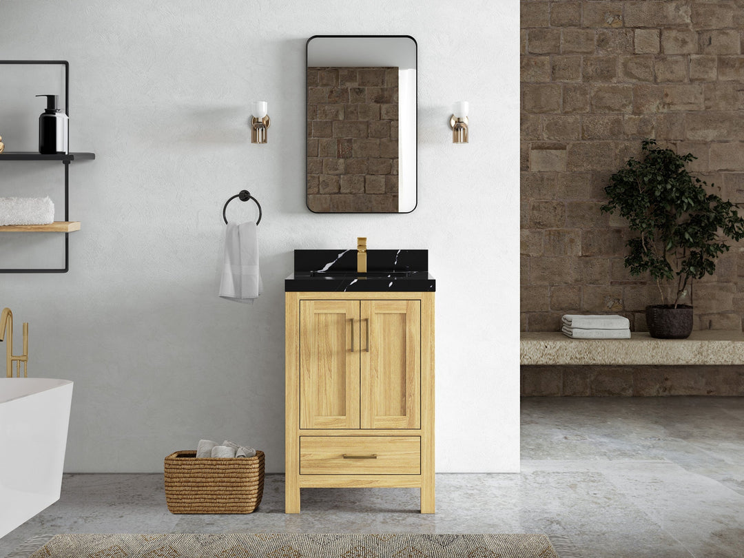 Malibu Teak Wood 24 in. W x 22 in. D Single Sink Bathroom Vanity - Willow Bath and Vanity