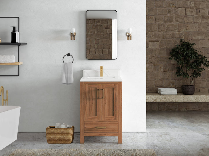 Malibu Teak Wood 24 in. W x 22 in. D Single Sink Bathroom Vanity - photo 30