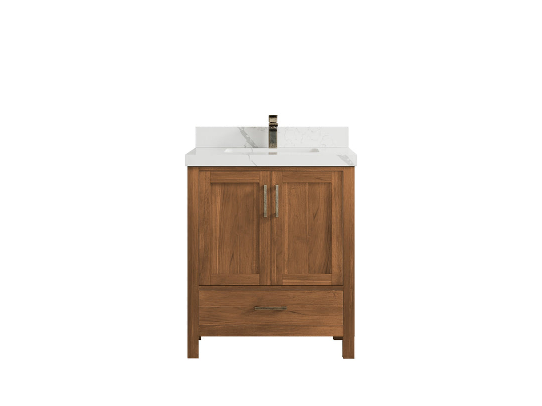 Malibu Teak Wood 30 in. W x 22 in. D Single Sink Bathroom Vanity - Willow Bath and Vanity
