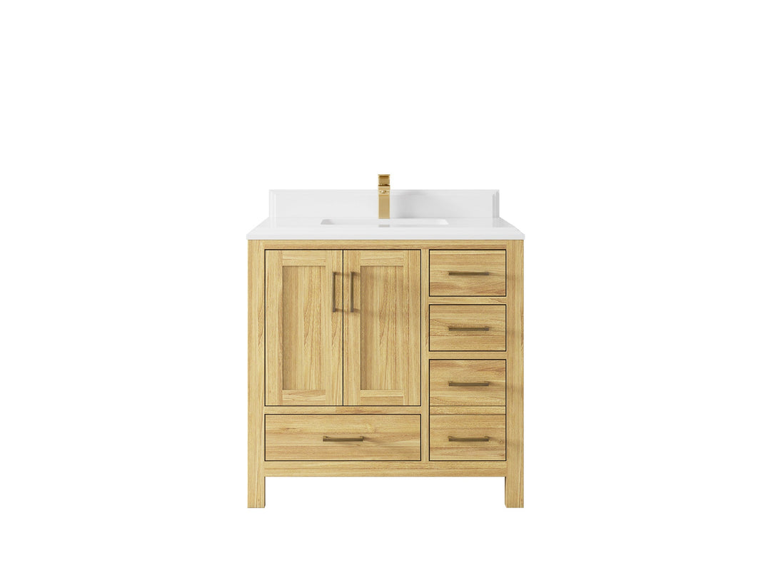Malibu Teak Wood 36 in. W x 22 in. D Center Sink Bathroom Vanity - Willow Bath and Vanity