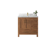 Malibu Teak Wood 36 in. W x 22 in. D Center Sink Bathroom Vanity - photo 1