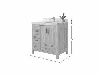 Malibu Teak Wood 36 in. W x 22 in. D Center Sink Bathroom Vanity - Willow Bath and Vanity