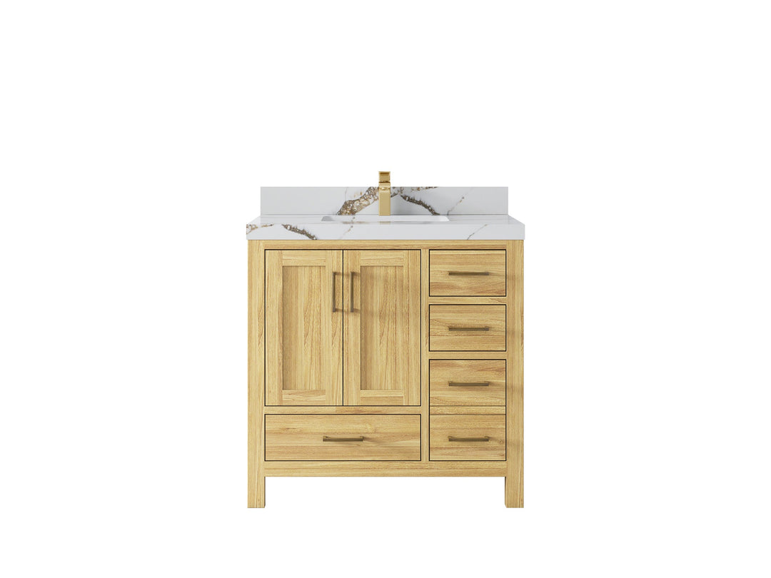 Malibu Teak Wood 36 in. W x 22 in. D Center Sink Bathroom Vanity - Willow Bath and Vanity
