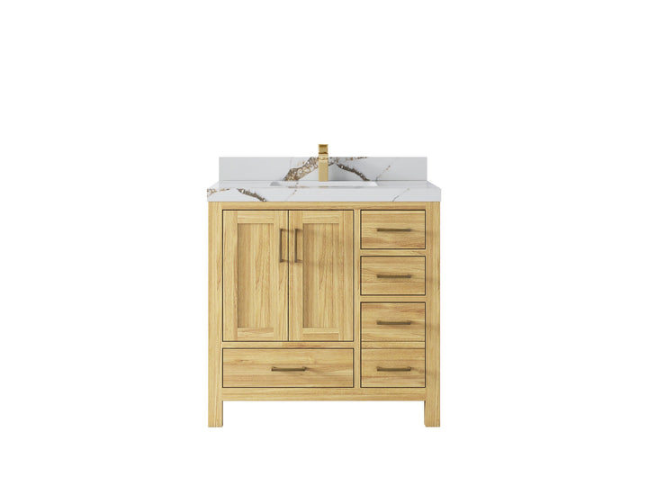 Malibu Teak Wood 36 in. W x 22 in. D Center Sink Bathroom Vanity - photo 16