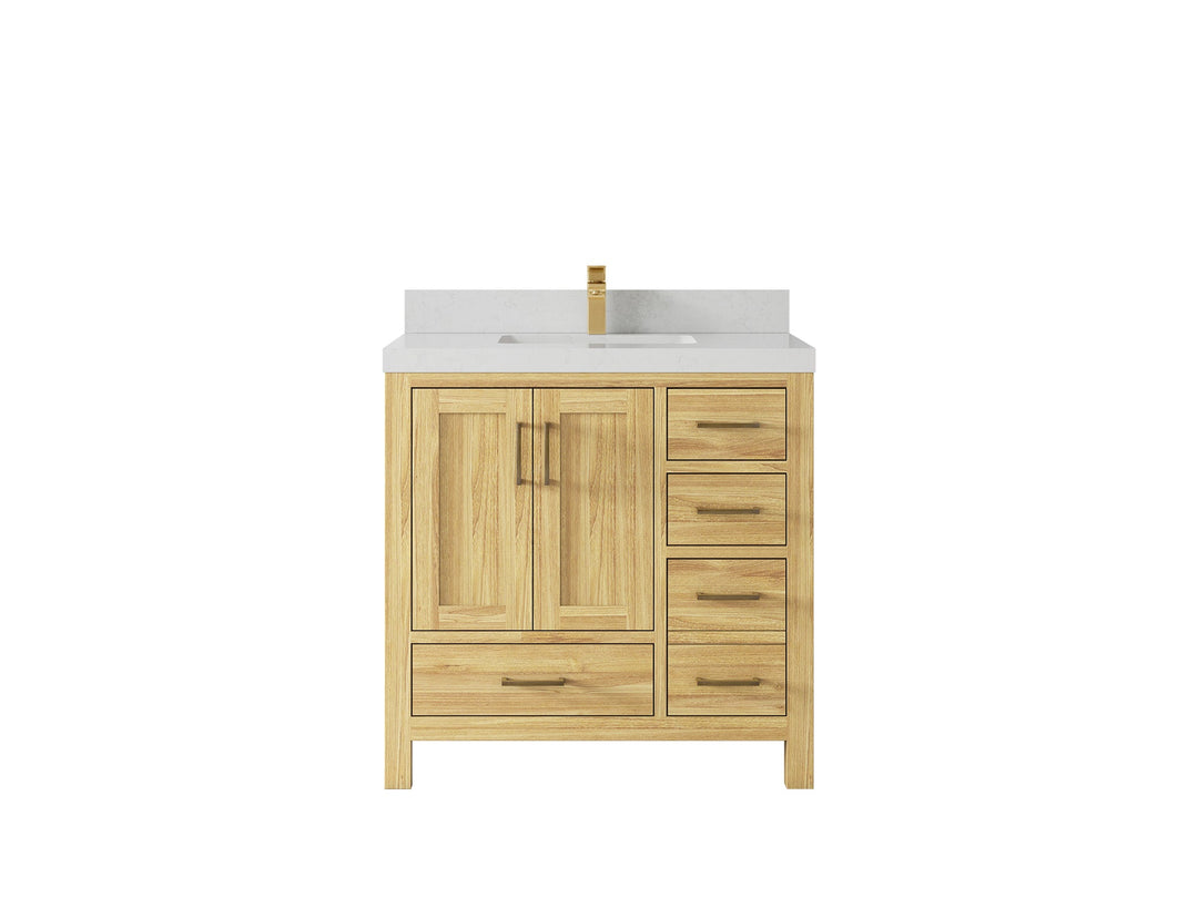 Malibu Teak Wood 36 in. W x 22 in. D Center Sink Bathroom Vanity - Willow Bath and Vanity