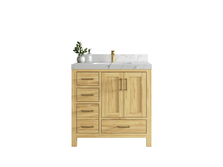 Malibu Teak Wood 36 in. W x 22 in. D Center Sink Bathroom Vanity - photo 1