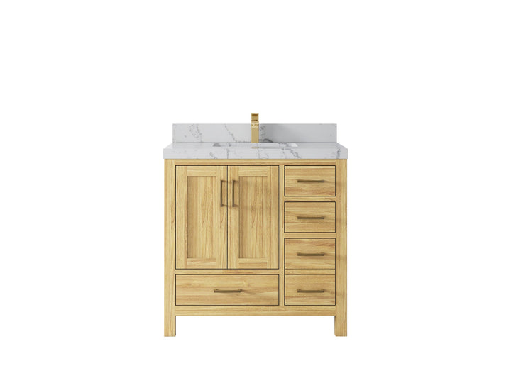 Malibu Teak Wood 36 in. W x 22 in. D Center Sink Bathroom Vanity - photo 46