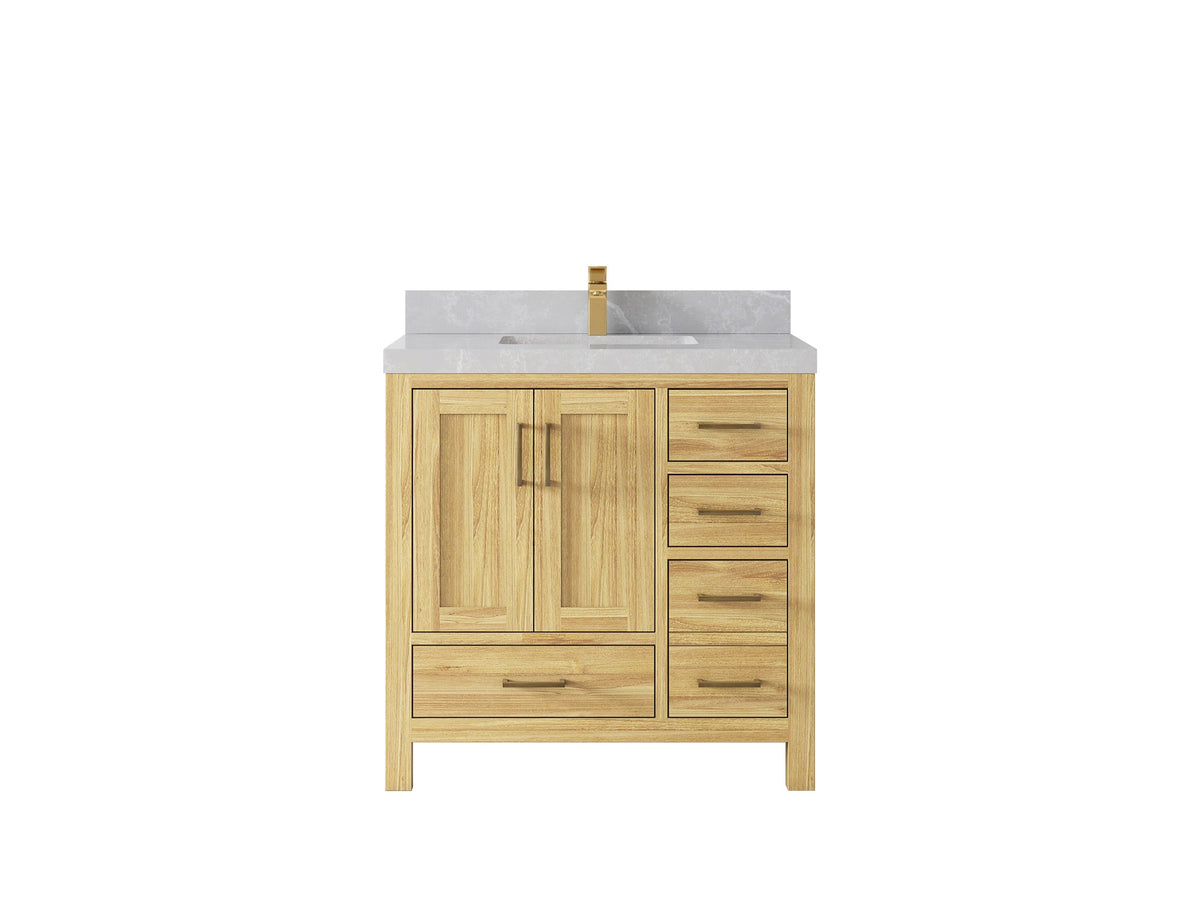 Malibu Teak Wood 36 in. W x 22 in. D Center Sink Bathroom Vanity - Willow Bath and Vanity