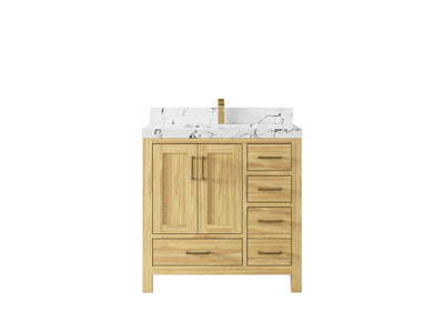 Malibu Teak Wood 36 in. W x 22 in. D Center Sink Bathroom Vanity - Willow Bath and Vanity