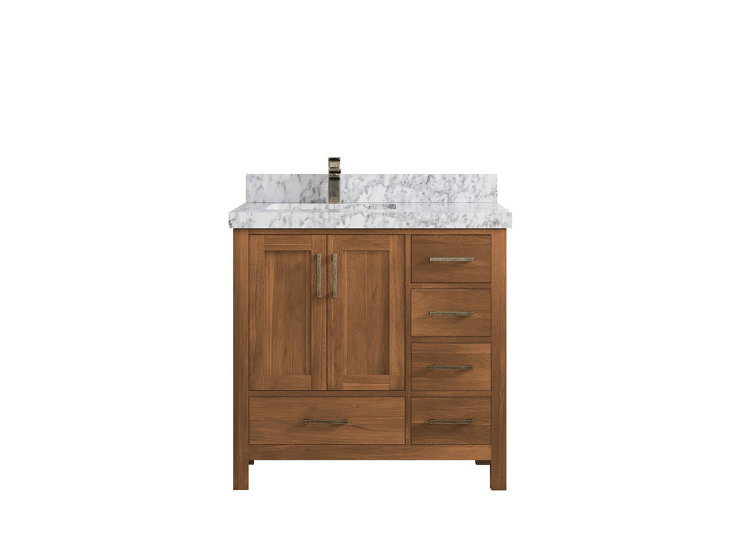 Malibu Teak Wood 36 in. W x 22 in. D Left Offset Sink Bathroom Vanity - Willow Bath and Vanity