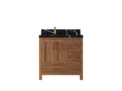 Malibu Teak Wood 36 in. W x 22 in. D Left Offset Sink Bathroom Vanity - photo 16