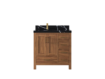 Malibu Teak Wood 36 in. W x 22 in. D Left Offset Sink Bathroom Vanity - Willow Bath and Vanity