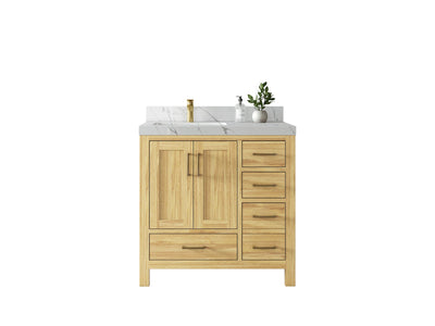 Malibu Teak Wood 36 in. W x 22 in. D Left Offset Sink Bathroom Vanity - Willow Bath and Vanity