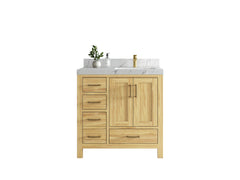 Malibu Teak Wood 36 in. W x 22 in. D Right Offset Sink Bathroom Vanity - photo 1
