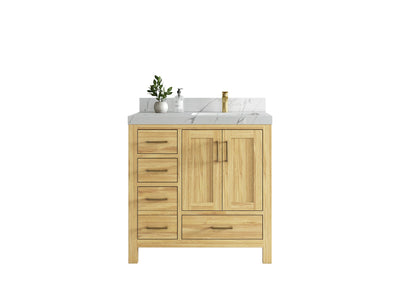 Malibu Teak Wood 36 in. W x 22 in. D Right Offset Sink Bathroom Vanity - Willow Bath and Vanity