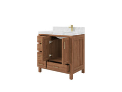 Malibu Teak Wood 36 in. W x 22 in. D Right Offset Sink Bathroom Vanity - photo 5