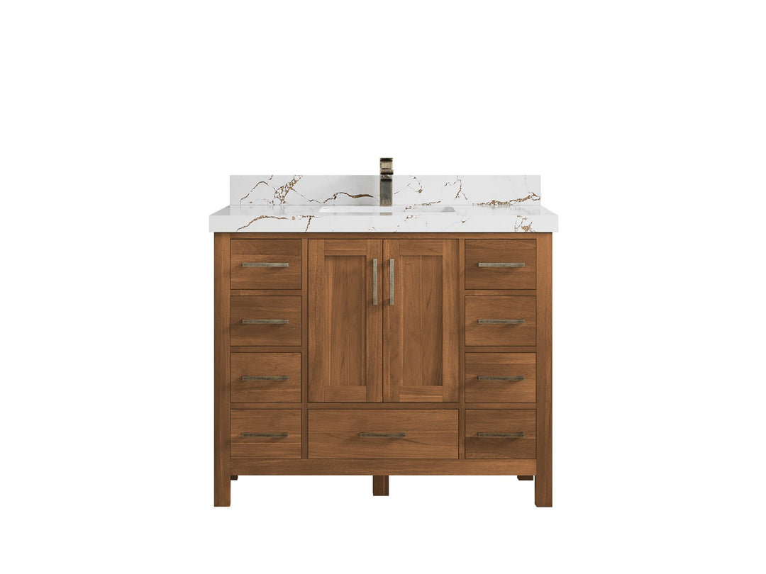 Malibu Teak Wood 42 in. W x 22 in. D Single Sink Bathroom Vanity - Willow Bath and Vanity
