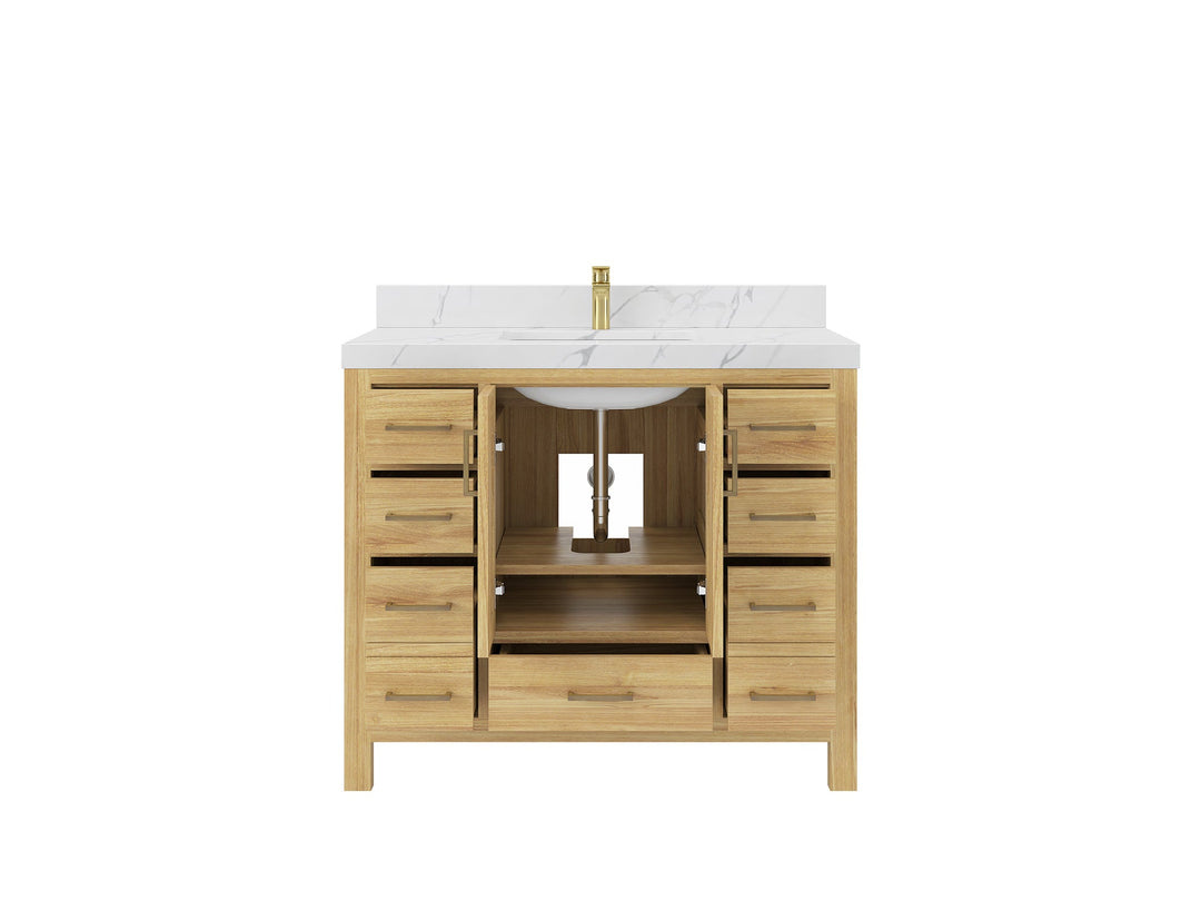 Malibu Teak Wood 42 in. W x 22 in. D Single Sink Bathroom Vanity - Willow Bath and Vanity