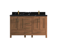 Malibu Teak Wood 60 in. W x 22 in. D Double Sink Bathroom Vanity - photo 16