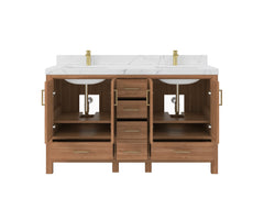Malibu Teak Wood 60 in. W x 22 in. D Double Sink Bathroom Vanity - photo 5