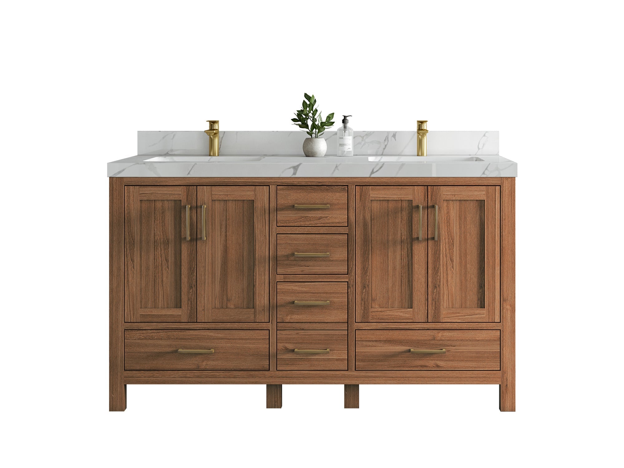 Malibu Teak Wood 60 in. W x 22 in. D Double Sink Bathroom Vanity - Willow Bath and Vanity