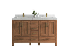 Malibu Teak Wood 60 in. W x 22 in. D Double Sink Bathroom Vanity - photo 1