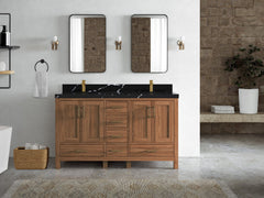Malibu Teak Wood 60 in. W x 22 in. D Double Sink Bathroom Vanity - photo 17