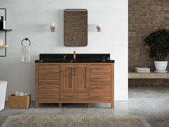Malibu Teak Wood 60 in. W x 22 in. D Single Sink Bathroom Vanity - photo 15