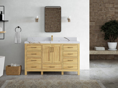 Malibu Teak Wood 60 in. W x 22 in. D Single Sink Bathroom Vanity - Willow Bath and Vanity