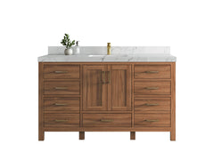 Malibu Teak Wood 60 in. W x 22 in. D Single Sink Bathroom Vanity - photo 1