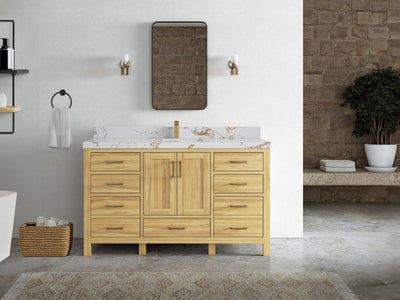 Malibu Teak Wood 60 in. W x 22 in. D Single Sink Bathroom Vanity - Willow Bath and Vanity
